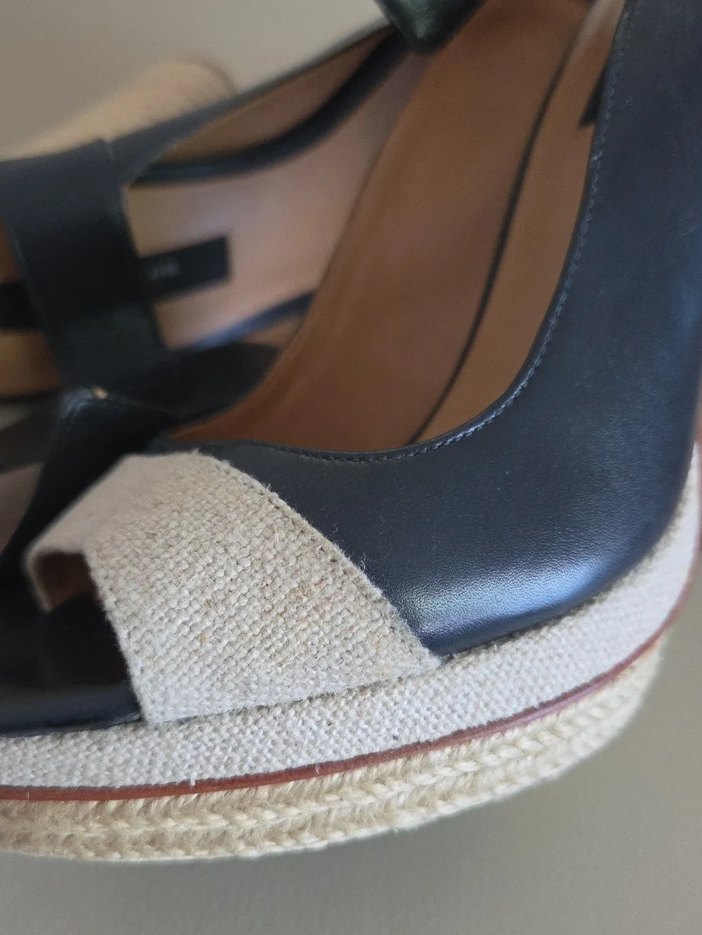 Ann Taylor Blue / Beige Leather and Natural Rope Platform Slingbacks Size 8M